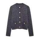 Womens Cropped Knit Cardigan Long Sleeve Button Front Pocket Sweater