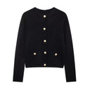 Womens Cropped Knit Cardigan Long Sleeve Button Front Pocket Sweater