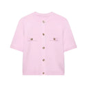 Slim Knit Cardigan Womens Short Sleeve Button Top
