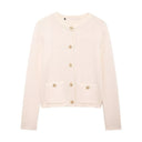 Womens Cropped Knit Cardigan Long Sleeve Button Front Pocket Sweater