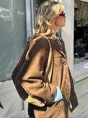 Women’s Oversized Brown Trench Coat – Wide Lapel Autumn/Winter Outerwear