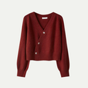 Women’s Merino Wool Cardigan – Premium V-Neck with Asymmetric Buttons