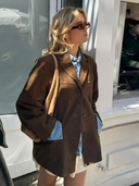 Women’s Oversized Brown Trench Coat – Wide Lapel Autumn/Winter Outerwear