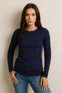 Women's Long Length Cotton Top – Navy