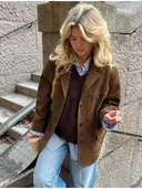 Women’s Oversized Brown Trench Coat – Wide Lapel Autumn/Winter Outerwear