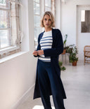 Women’s Breton Sweater – Ivory & Denim Blue Striped Knit
