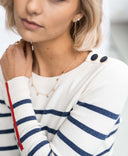 Women’s Breton Sweater – Ivory & Denim Blue Striped Knit
