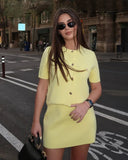 Slim Knit Cardigan Womens Short Sleeve Button Top