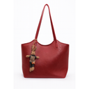 Elegant Women's Leather Tote Bag with Playful Charm