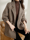 Women’s Checkered Jacket – Classic Checked Pattern Casual Coat