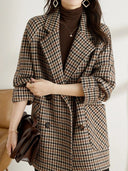 Women’s Checkered Jacket – Classic Checked Pattern Casual Coat