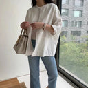 Cotton Linen Top Loose Fit Lightweight Summer Shirt
