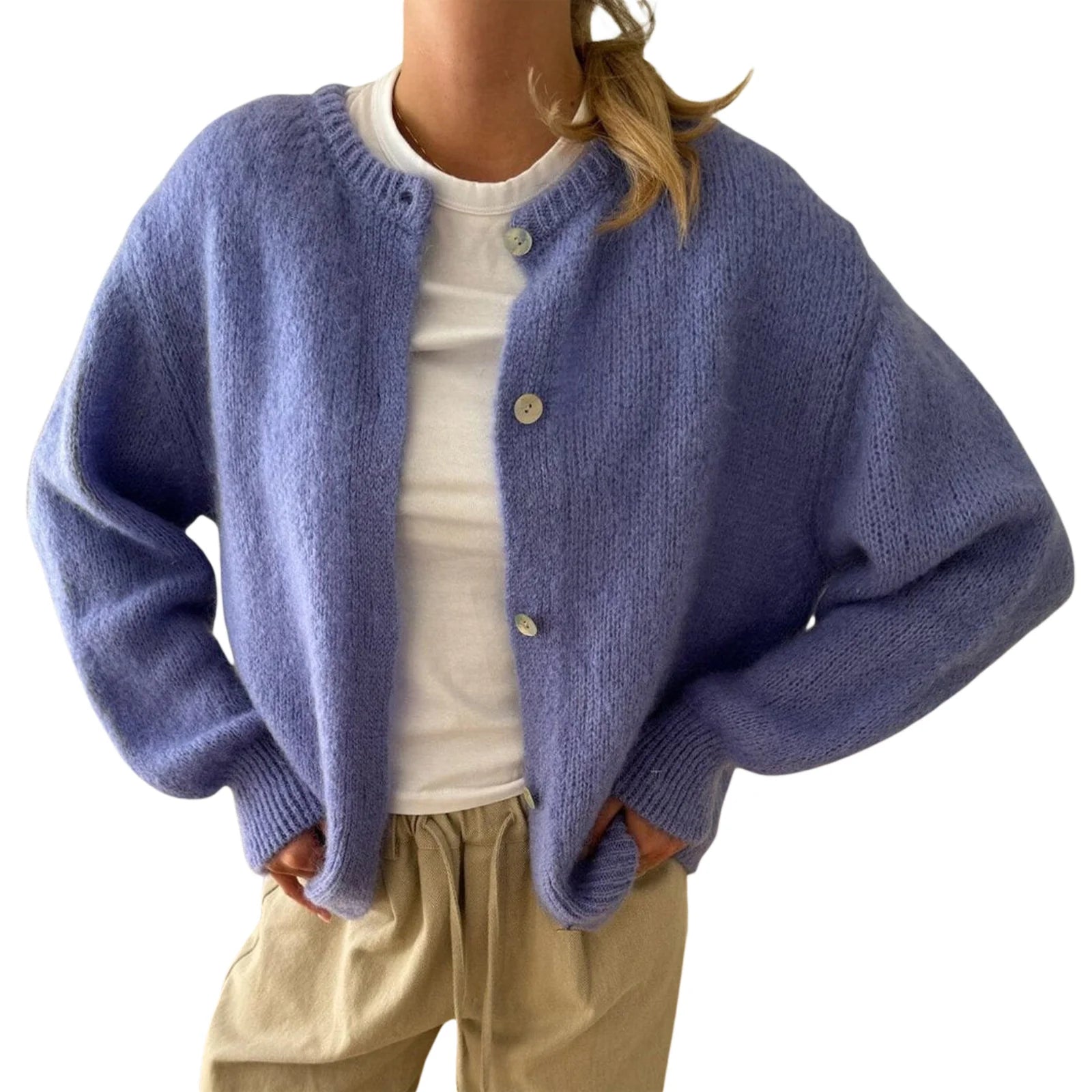 Button Up Knit Cardigan Lightweight Soft Sweater
