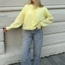 Womens Soft Knit Cardigan O Neck Long Sleeve Loose Sweater