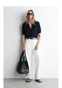 Slim Fit Polo Cardigan Knit Shirt