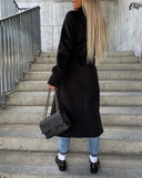 Women’s Long Double-Breasted Winter Coat – Elegant Warm Belted Classic Style