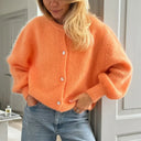 Womens Soft Knit Cardigan O Neck Long Sleeve Loose Sweater