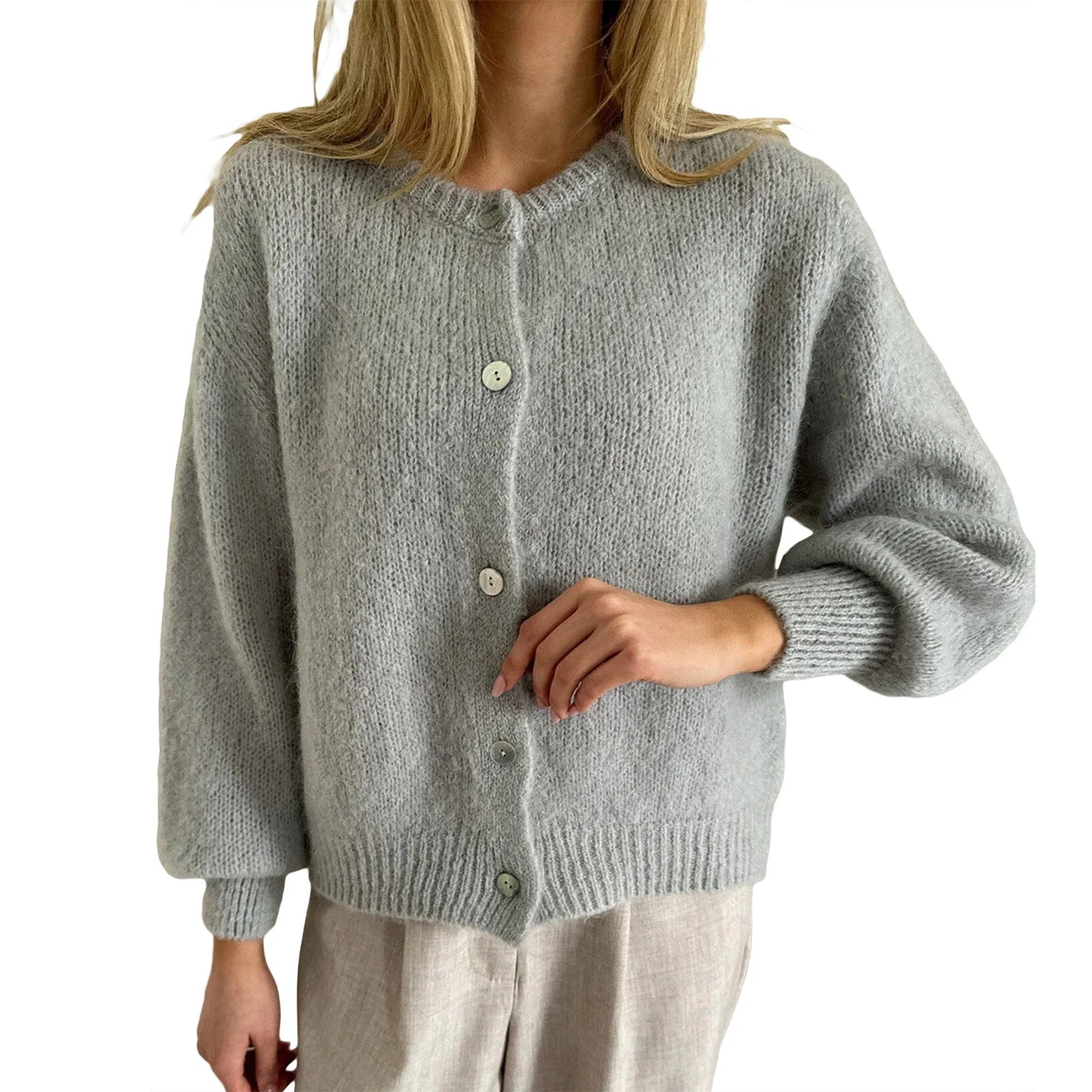 Button Up Knit Cardigan Lightweight Soft Sweater