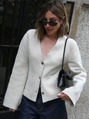 Vintage Knit Cardigan Women Loose V Neck Pocket Sweater