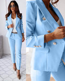 Women’s Double-Breasted Blazer & Trouser – Elegant Suit Style