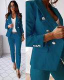 Women’s Double-Breasted Blazer & Trouser – Elegant Suit Style