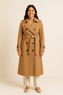 Women’s Double-Breasted Trench Coat – Belted Waist