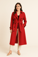 Women’s Double-Breasted Trench Coat – Belted Waist