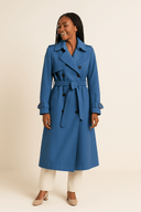 Women’s Double-Breasted Trench Coat – Belted Waist