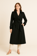 Women’s Double-Breasted Trench Coat – Belted Waist