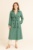 Women’s Double-Breasted Trench Coat – Belted Waist