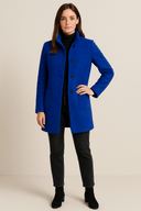 Women’s Wool Blend Coat – Elegant Stand Collar Design with Pockets