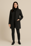 Women’s Wool Blend Coat – Elegant Stand Collar Design with Pockets