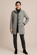Women’s Wool Blend Coat – Elegant Stand Collar Design with Pockets