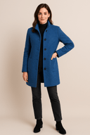 Women’s Wool Blend Coat – Elegant Stand Collar Design with Pockets