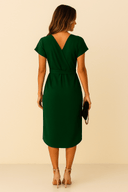 Women’s Elegant Wrap Midi Dress – V-Neck