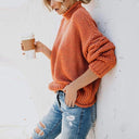 Women’s Loose Knit Pullover Sweater – Casual Fashion Jumper