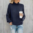 Women’s Loose Knit Pullover Sweater – Casual Fashion Jumper