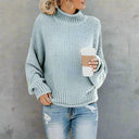 Women’s Loose Knit Pullover Sweater – Casual Fashion Jumper