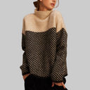 Women’s Cashmere Sweater – Warm Loose-Cut Knit with Herringbone Pattern