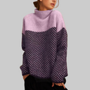 Women’s Cashmere Sweater – Warm Loose-Cut Knit with Herringbone Pattern