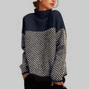 Women’s Cashmere Sweater – Warm Loose-Cut Knit with Herringbone Pattern