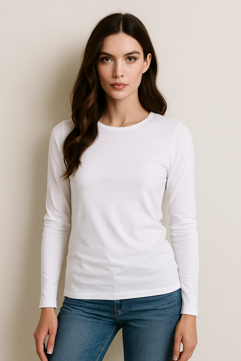 Classic Long Length Cotton Top - White