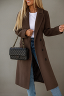 Women’s Long Double-Breasted Winter Coat – Elegant Warm Belted Classic Style