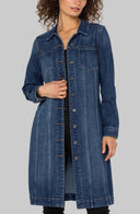 Women’s Long Trucker Jacket – Classic Denim Style