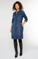 Women’s Long Trucker Jacket – Classic Denim Style