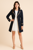 Women’s Double-Breasted Trench Coat – Classic Style with Contrast Trim