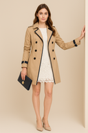Women’s Double-Breasted Trench Coat – Classic Style with Contrast Trim
